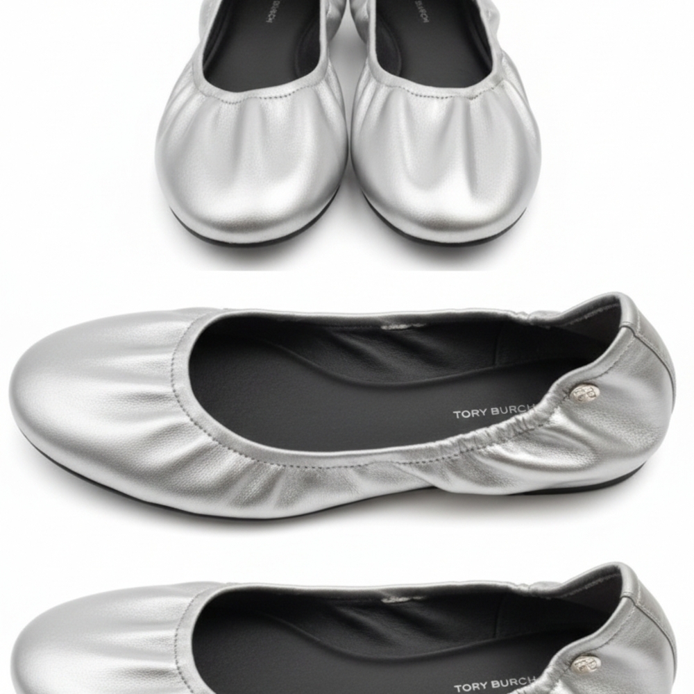 Tory Burch Metallic Silver Ballet Flats